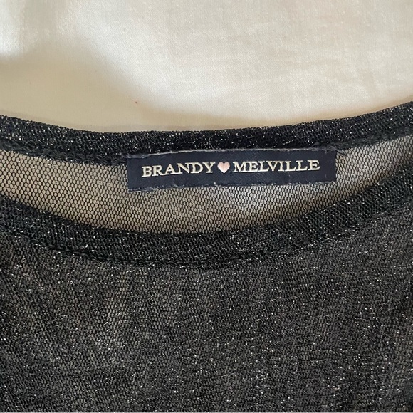 BRANDY MELVILLE BLACK GLITTER MESH TOP - Picture 2 of 2